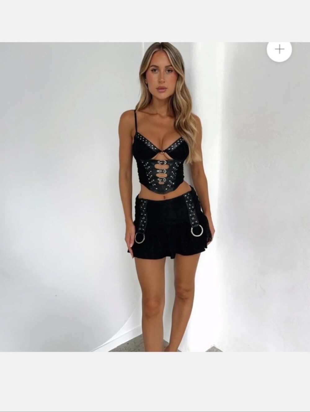 Outcast Clothing Black Studded Corset Top Strappy Bustier Larissa XS NWT